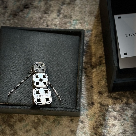 Vintage David Yurman Diamond & Silver Chiclet Triple Drop Pendant - Picture 6 of 11